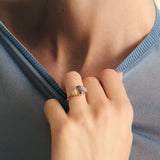 Cornflower Blue Sapphire and Baguette Diamond Ring
