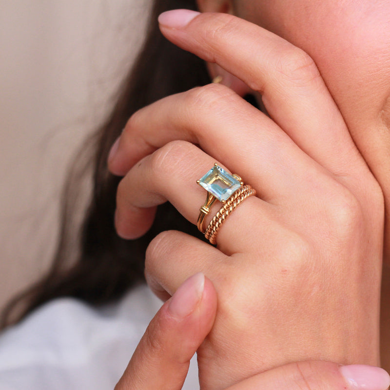 Blue Aquamarine Cocktail Ring