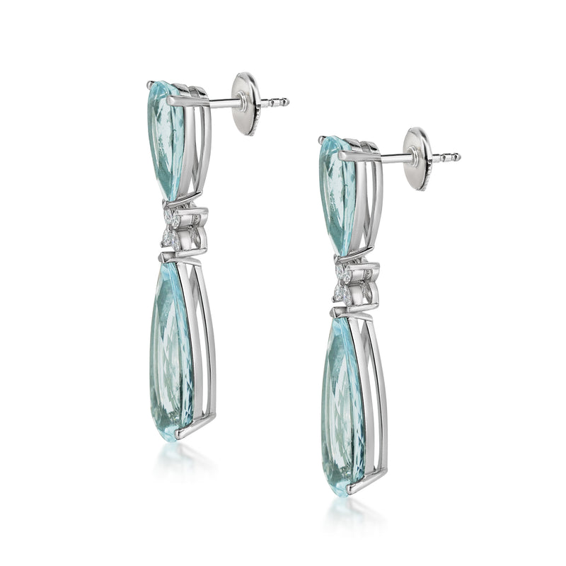 Aquamarine and Diamond Earrings