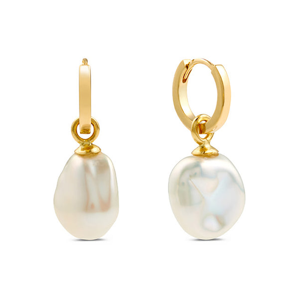 Keshi Pearl Drops Classic Huggie Hoops Earrings Sophie