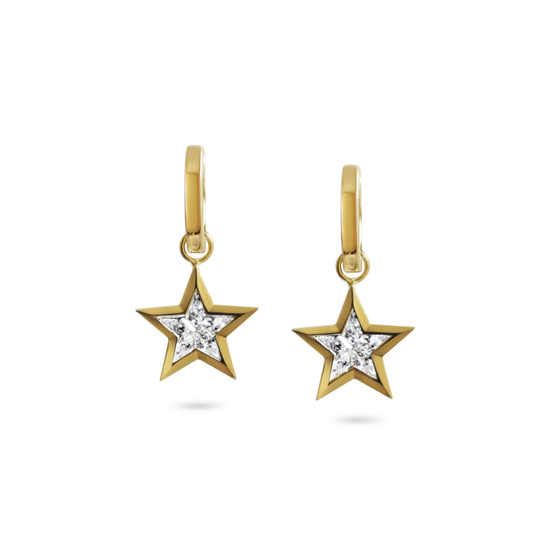 Diamond Star Drops & Gold Huggie Hoops