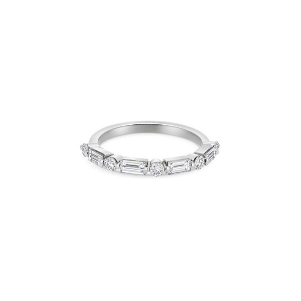 Platinum Round & Baguette Diamond Eternity Ring