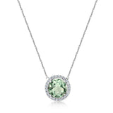 Round Topaz Necklace With Diamond Halo