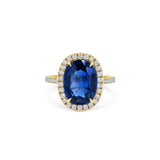 One-Of-A-Kind Teal Sapphire & Diamond Halo Ring