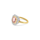 One-Of-A-Kind Octagonal Padparadscha & Baguette Diamond Ring