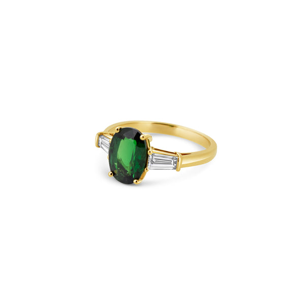 Tsavorite And Diamond Trilogy Ring