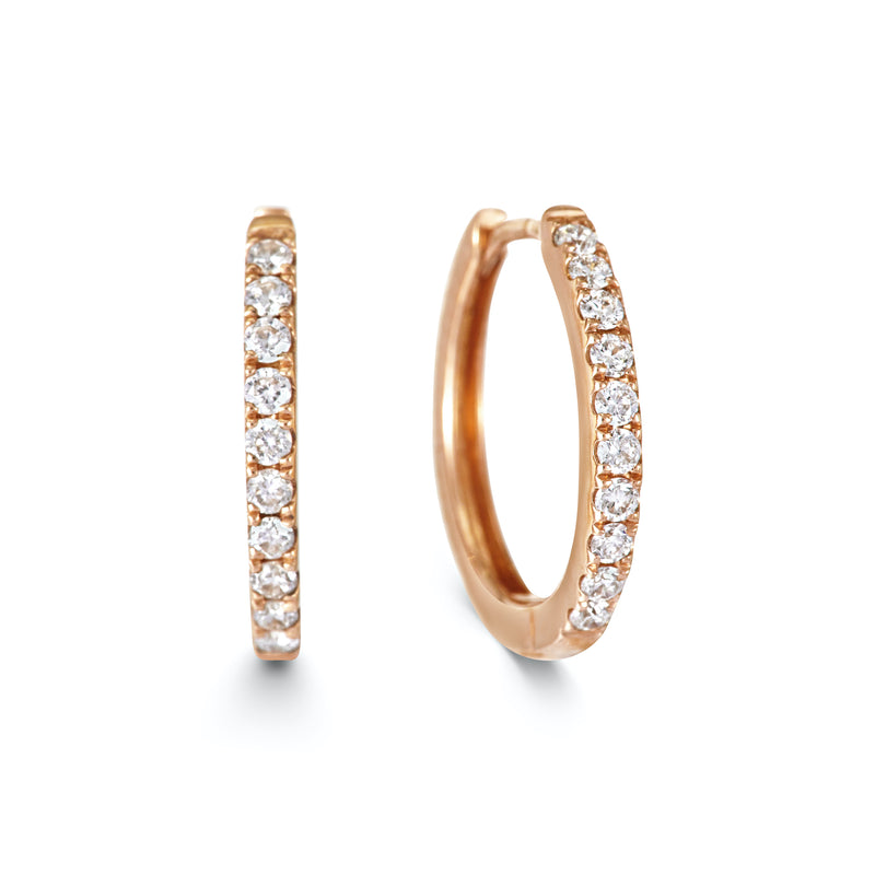 Rose Gold Diamond Huggie Hoops