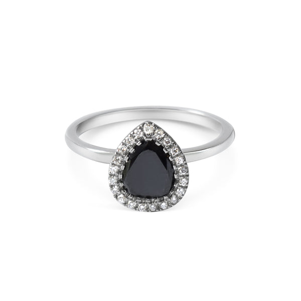 Pear Shaped Black & White Diamond Ring