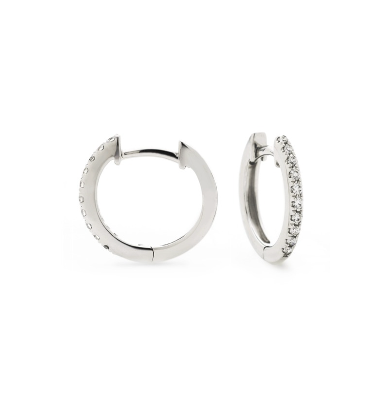 White Gold Diamond Huggie Hoops