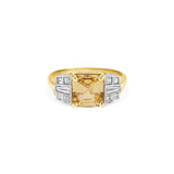 Yellow Sapphire and Diamond Shield Ring