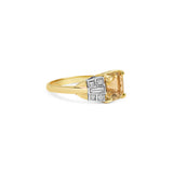 Yellow Sapphire and Diamond Shield Ring