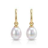 Freshwater Pearl Drops & Gold Huggie Hoop Earrings