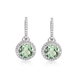 Green Amethyst Drops & Diamond Huggie Hoops