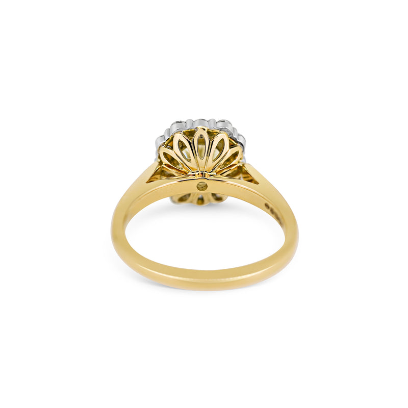 Yellow Cushion Cut and Diamond Daisy Ring