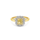 Yellow Cushion Cut and Diamond Daisy Ring